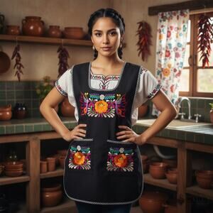 Embroidered Smock Apron with Front Pockets –  Work & Home Apron 21x30in